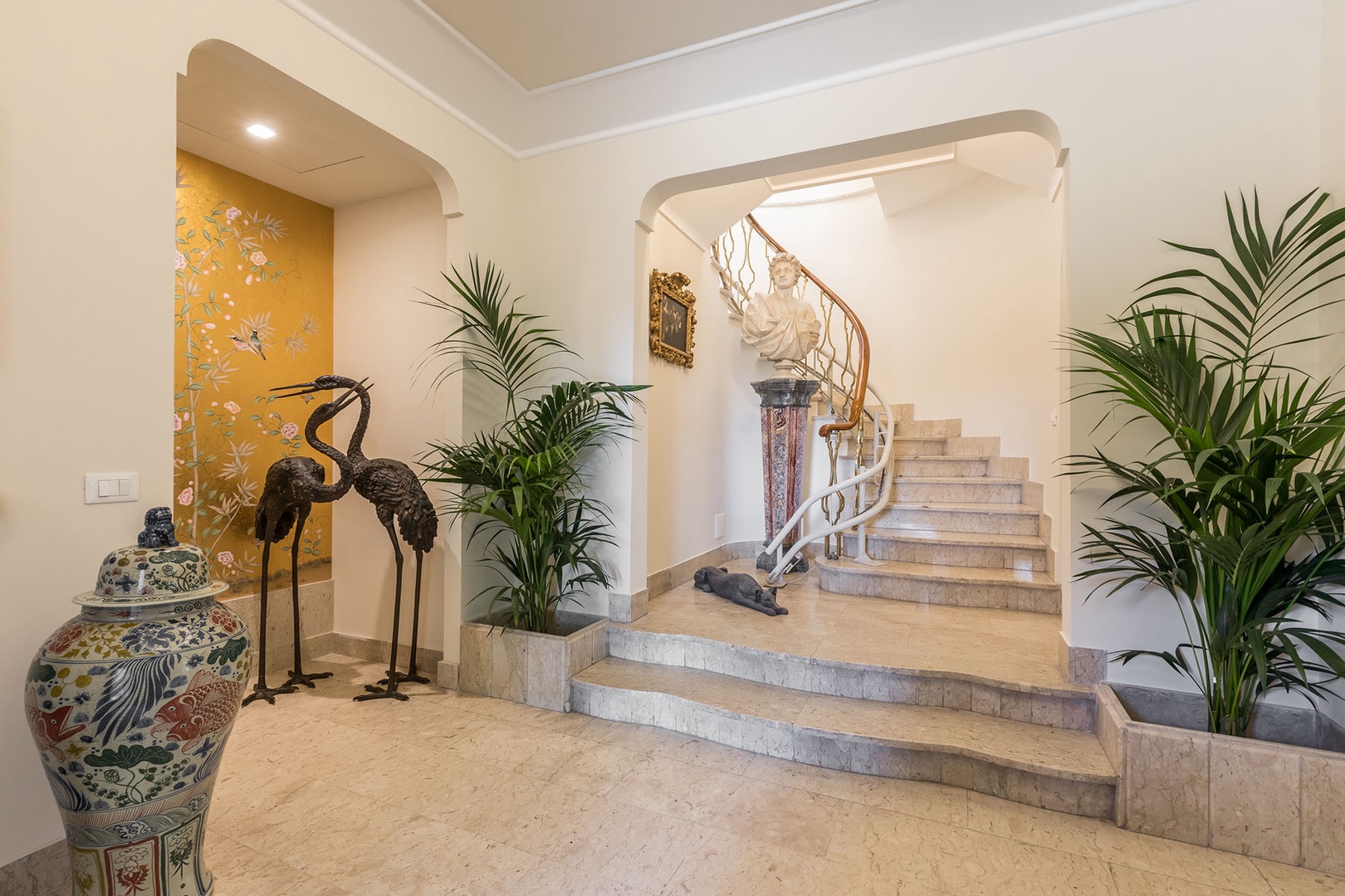 Impressive marble entry foyer.