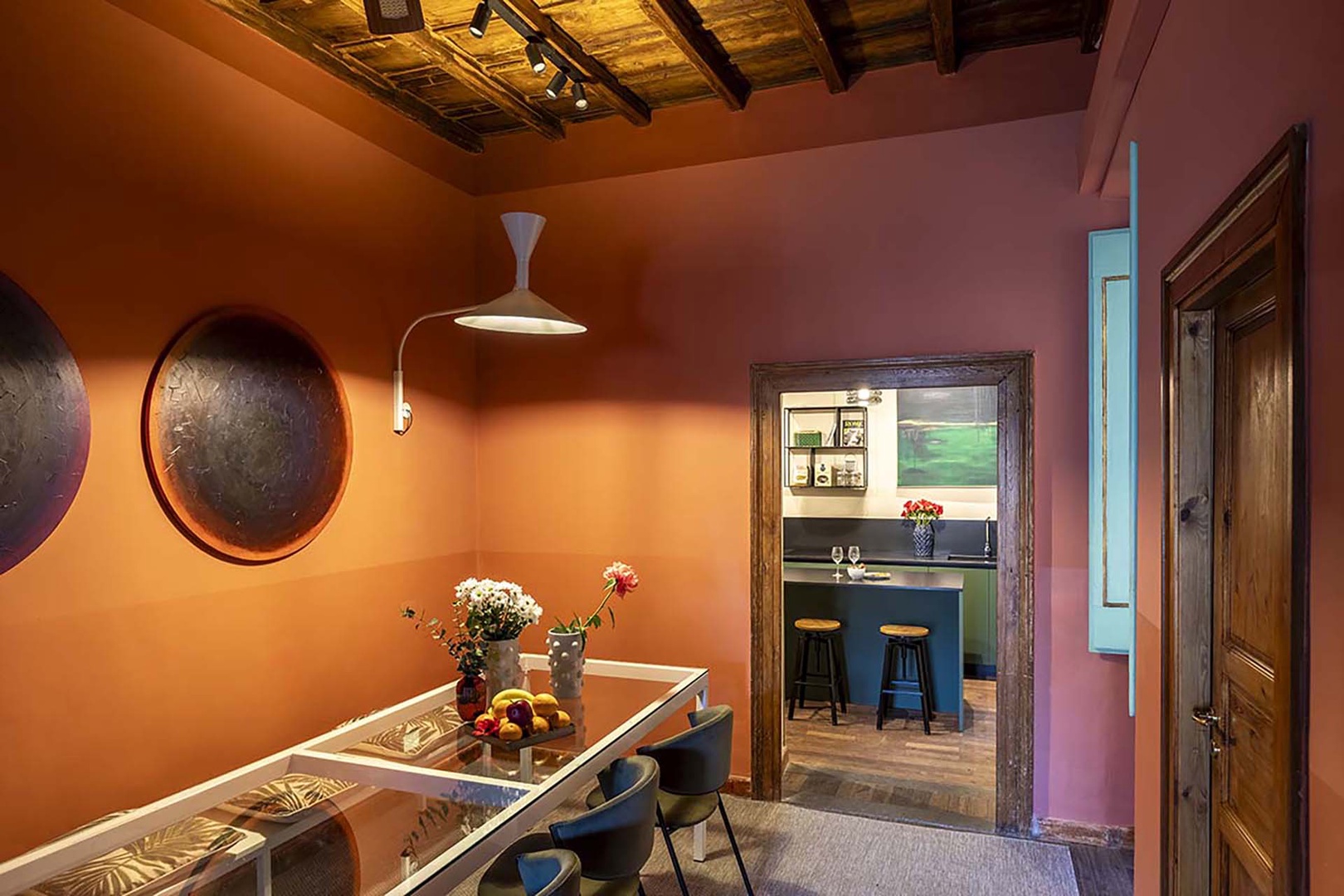 Kitchen is located just off the dining area.