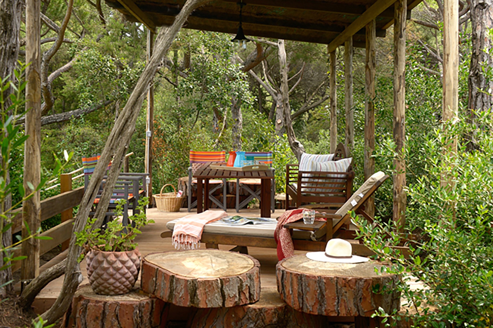 Get a tree house experience, under the bamboo shelter.