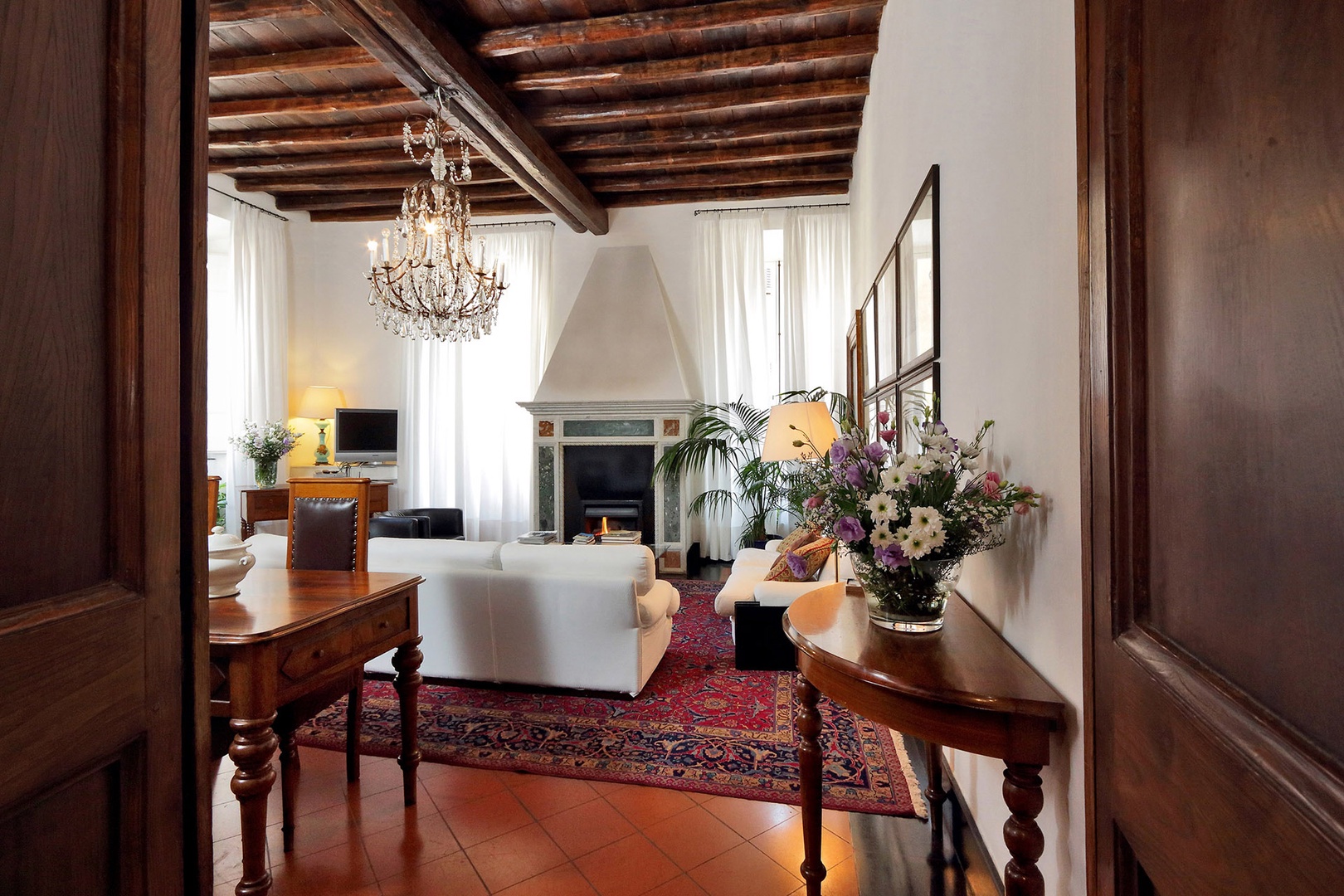 Another angle showing living room from foyer.