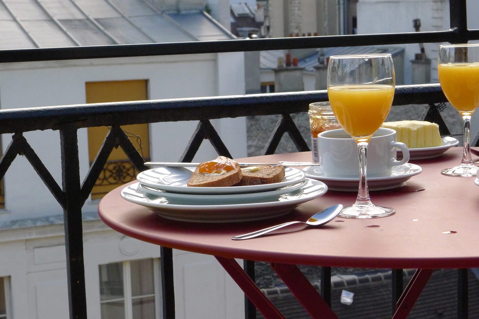 The balcony is the perfect spot for breakfast!