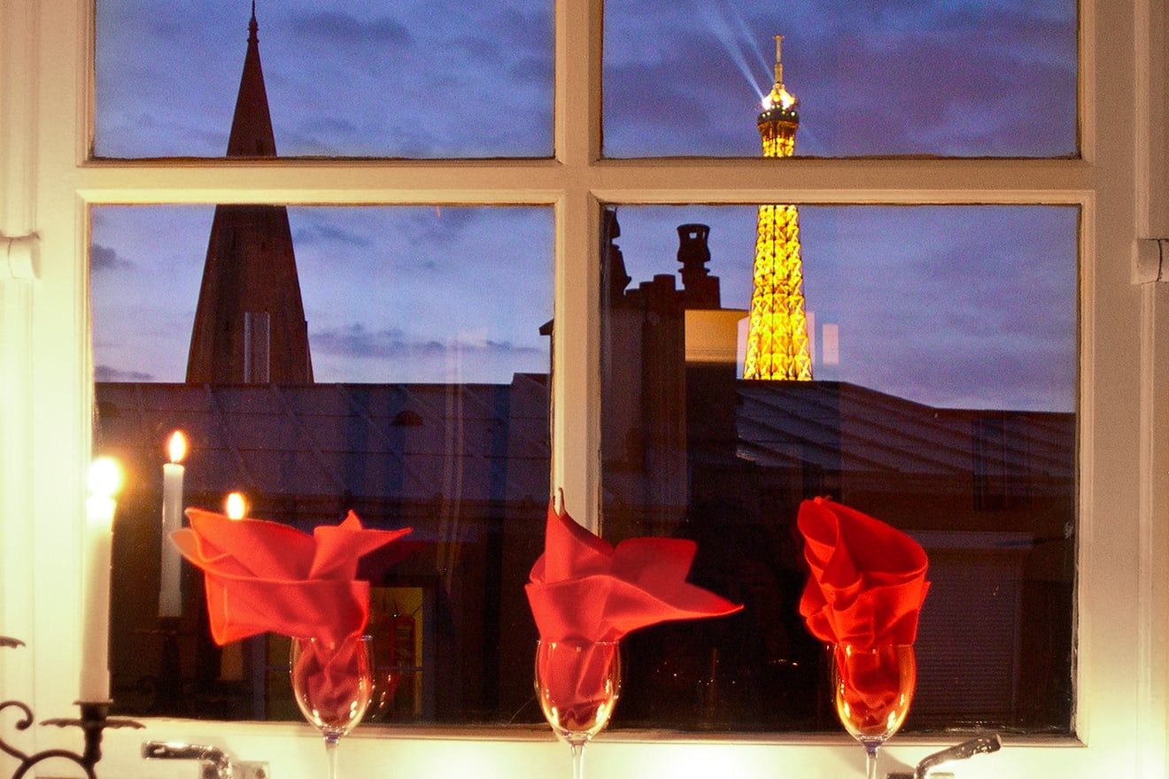 The magical light show begins as viewed from the kitchen.