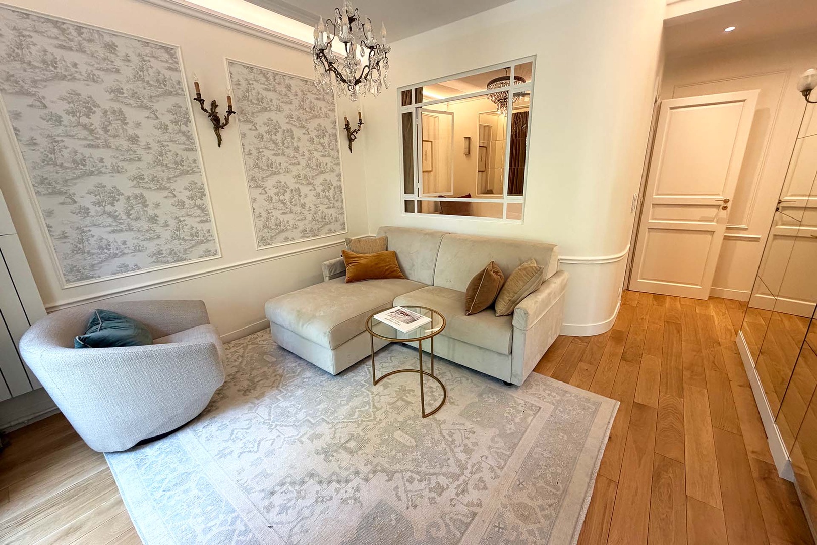 The sofa converts to a bed creating a third sleeping space.