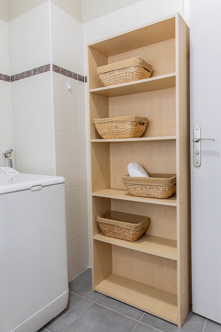 Laundry corner in the bathroom.