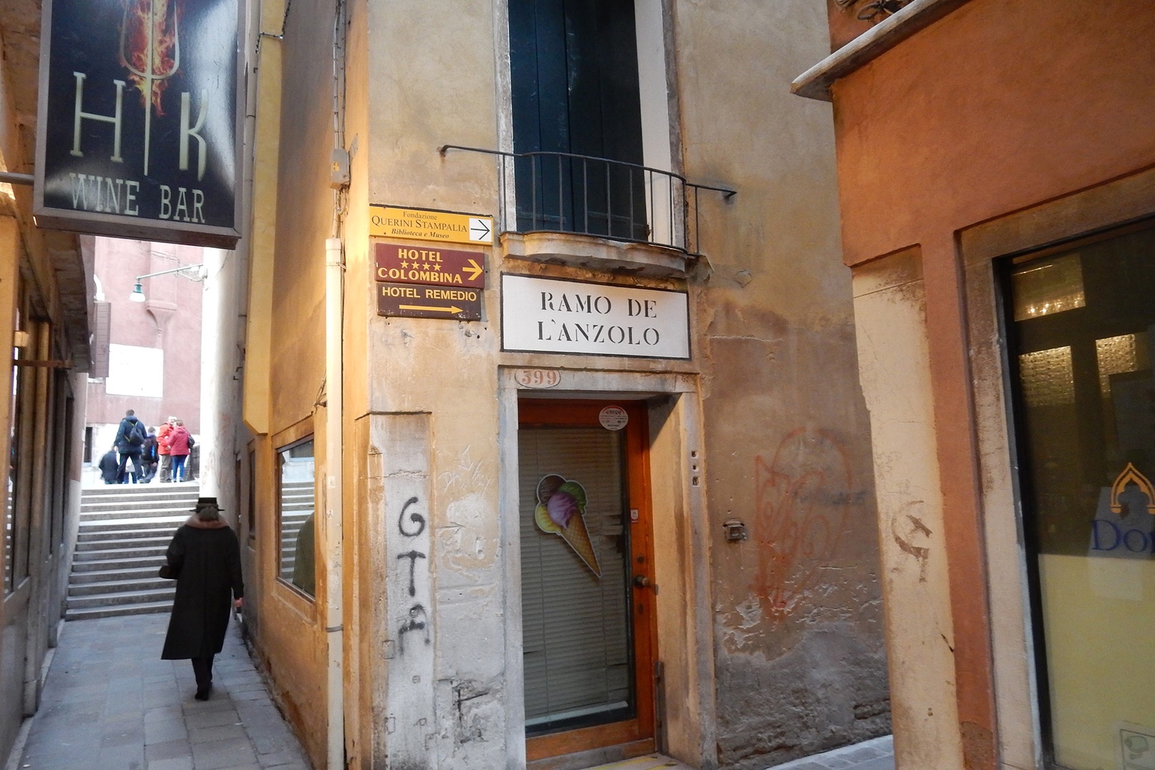 Venice is a maze of streets. This is a landmark to know you have almost reached Serenata apartment.