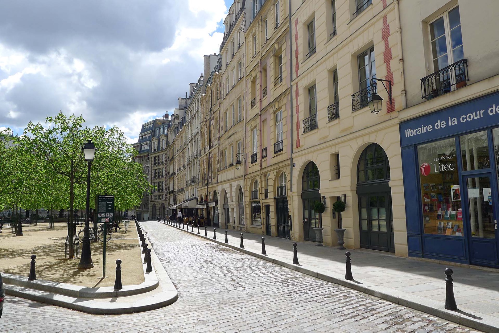 Beautiful cobblestone streets surround Place Dauphine.