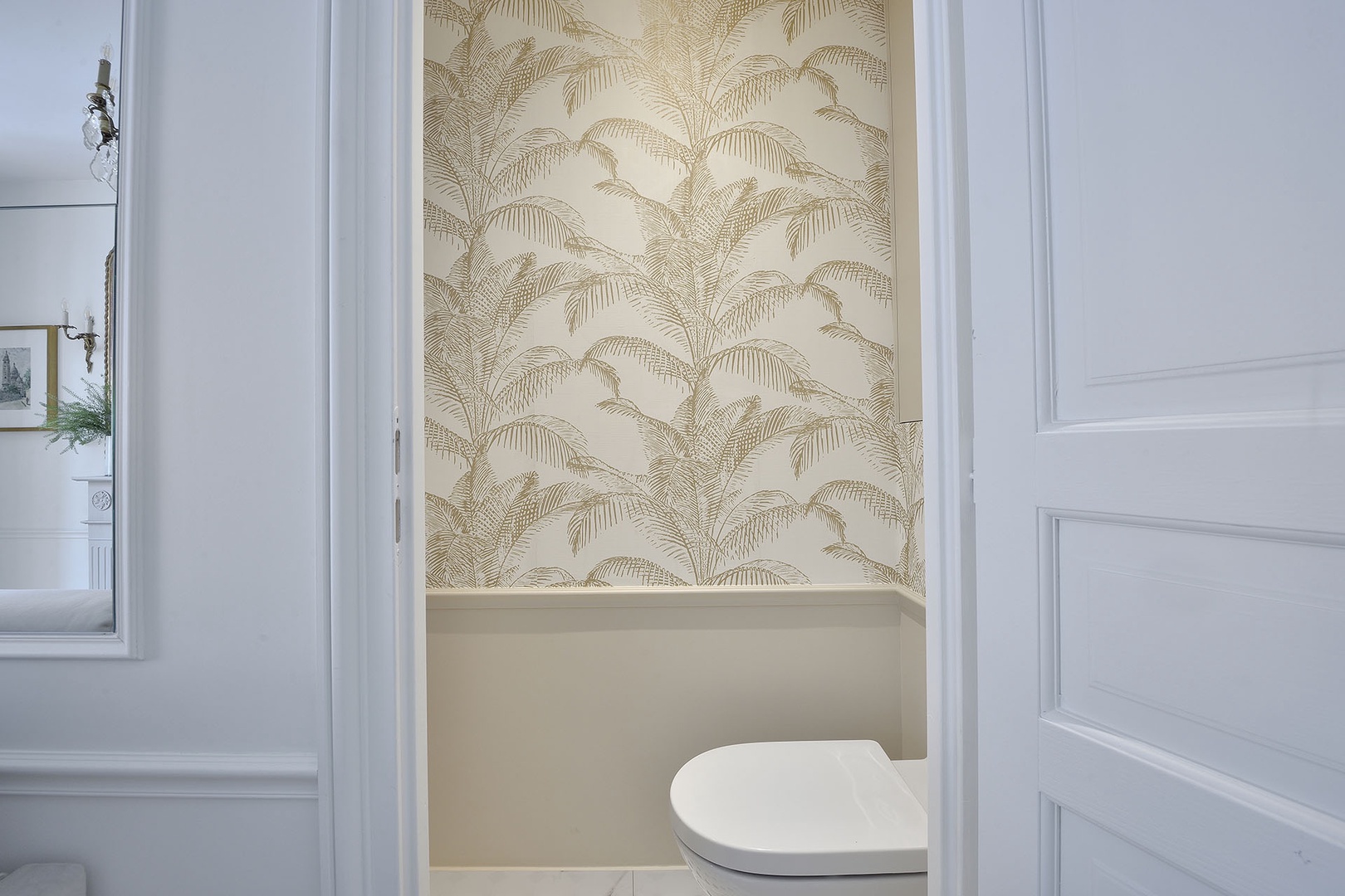 Powder room located in living room.