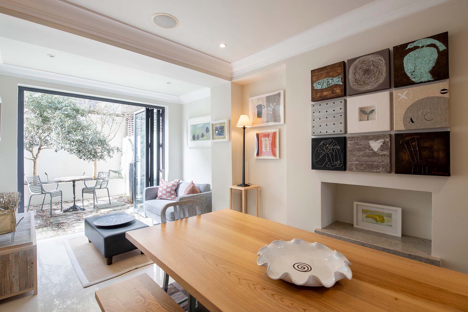 Dining area opens to lovely patio.