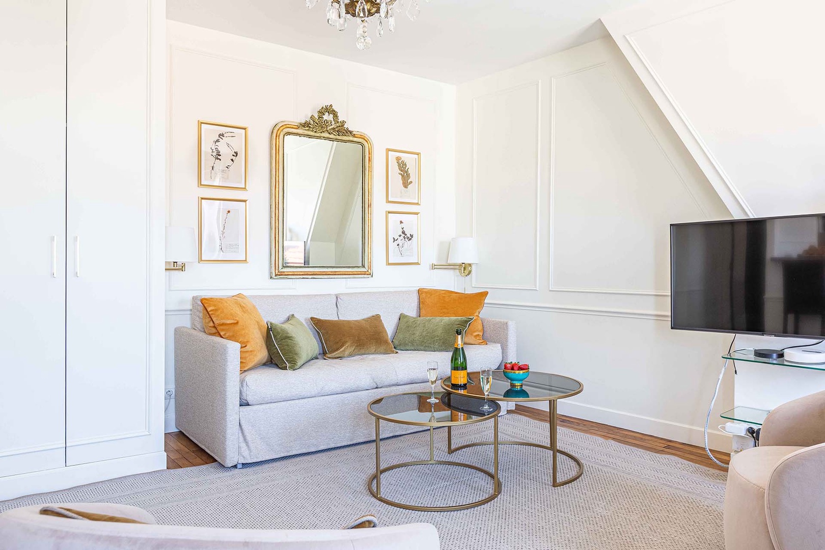 The sofa converts into two comfortable beds at night.