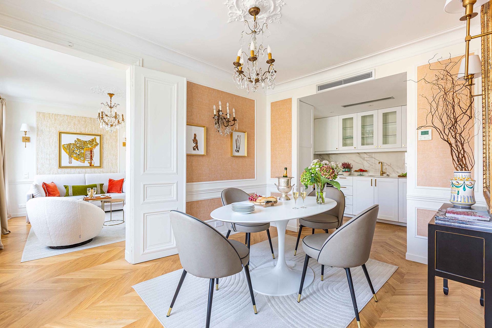 Dining area opens to the kitchen.