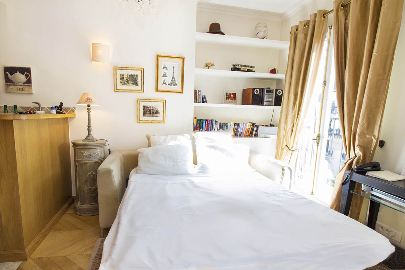 There's an extra sleeping space with a gorgeous Parisian view!