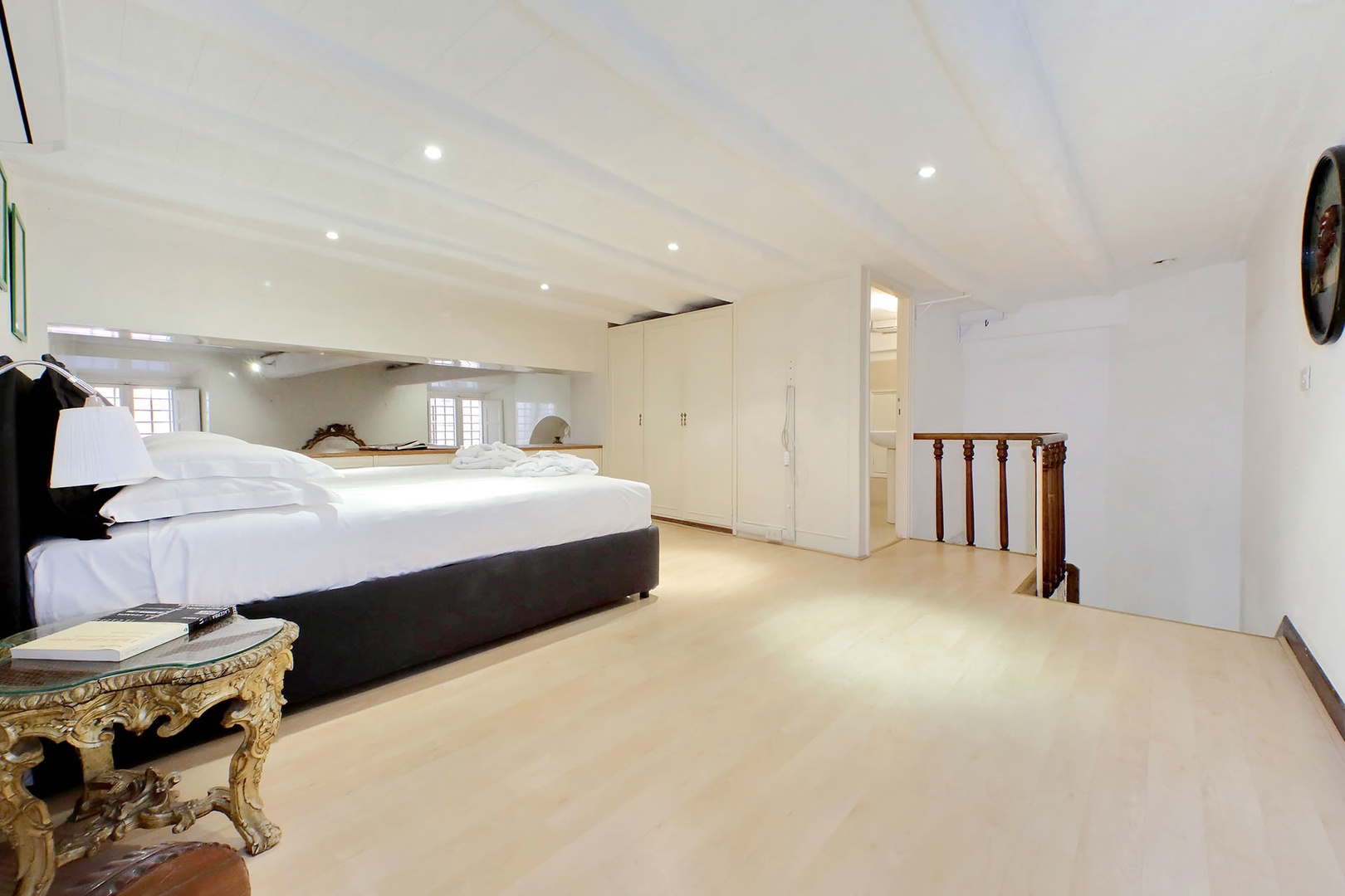 Comfortable bedroom on loft level.