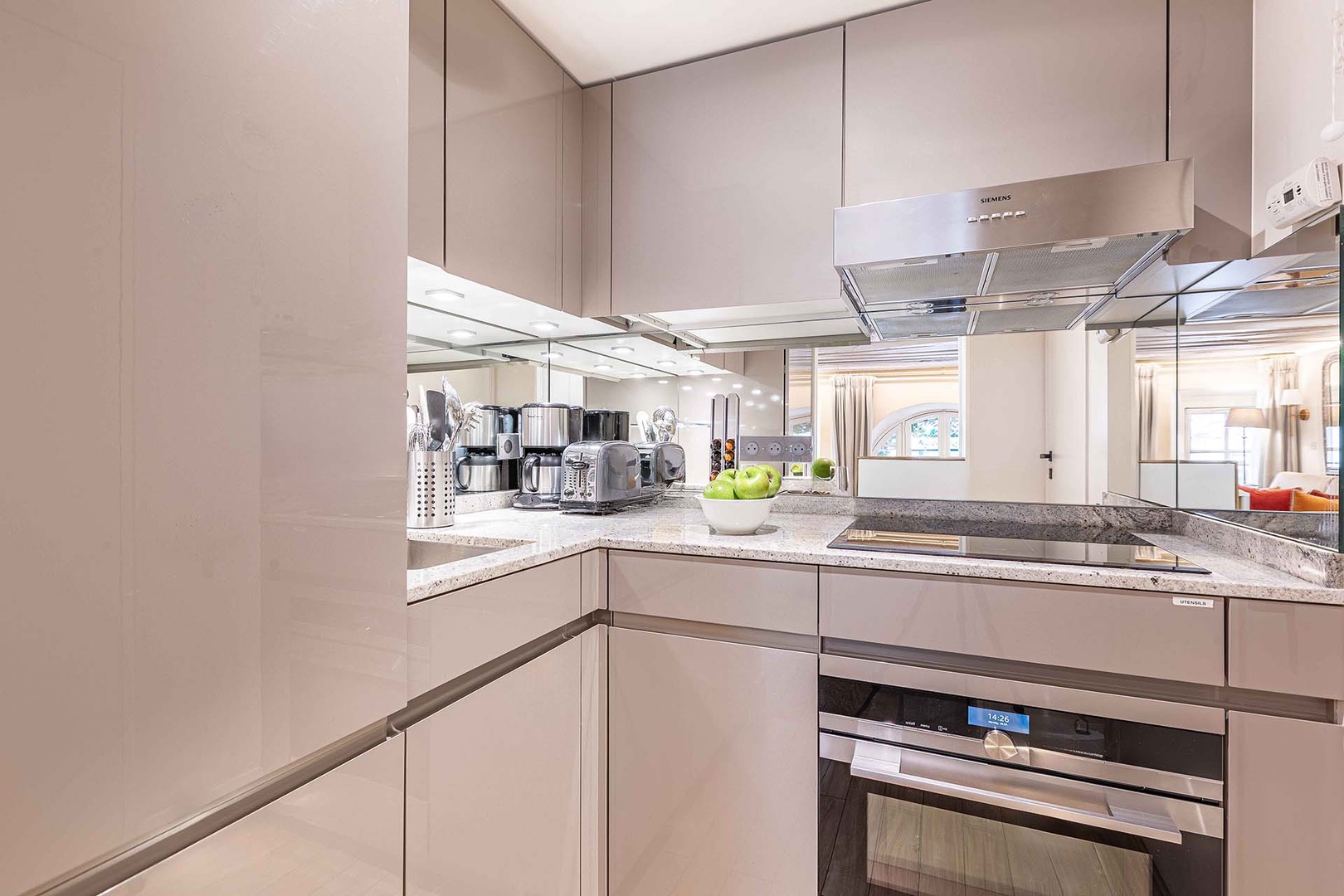 Modern kitchen located on the upper floor.