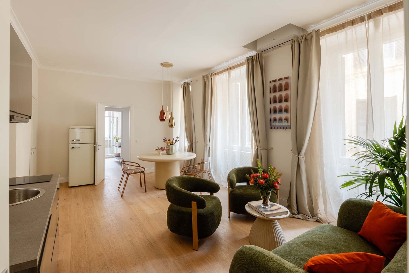 Well-designed open plan living and dining area.