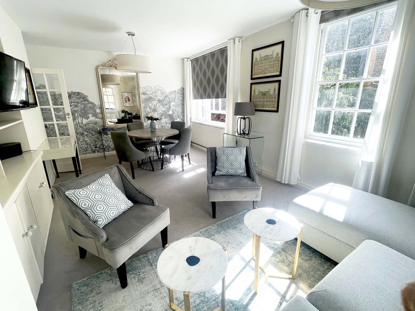 Large living room with ample seating.