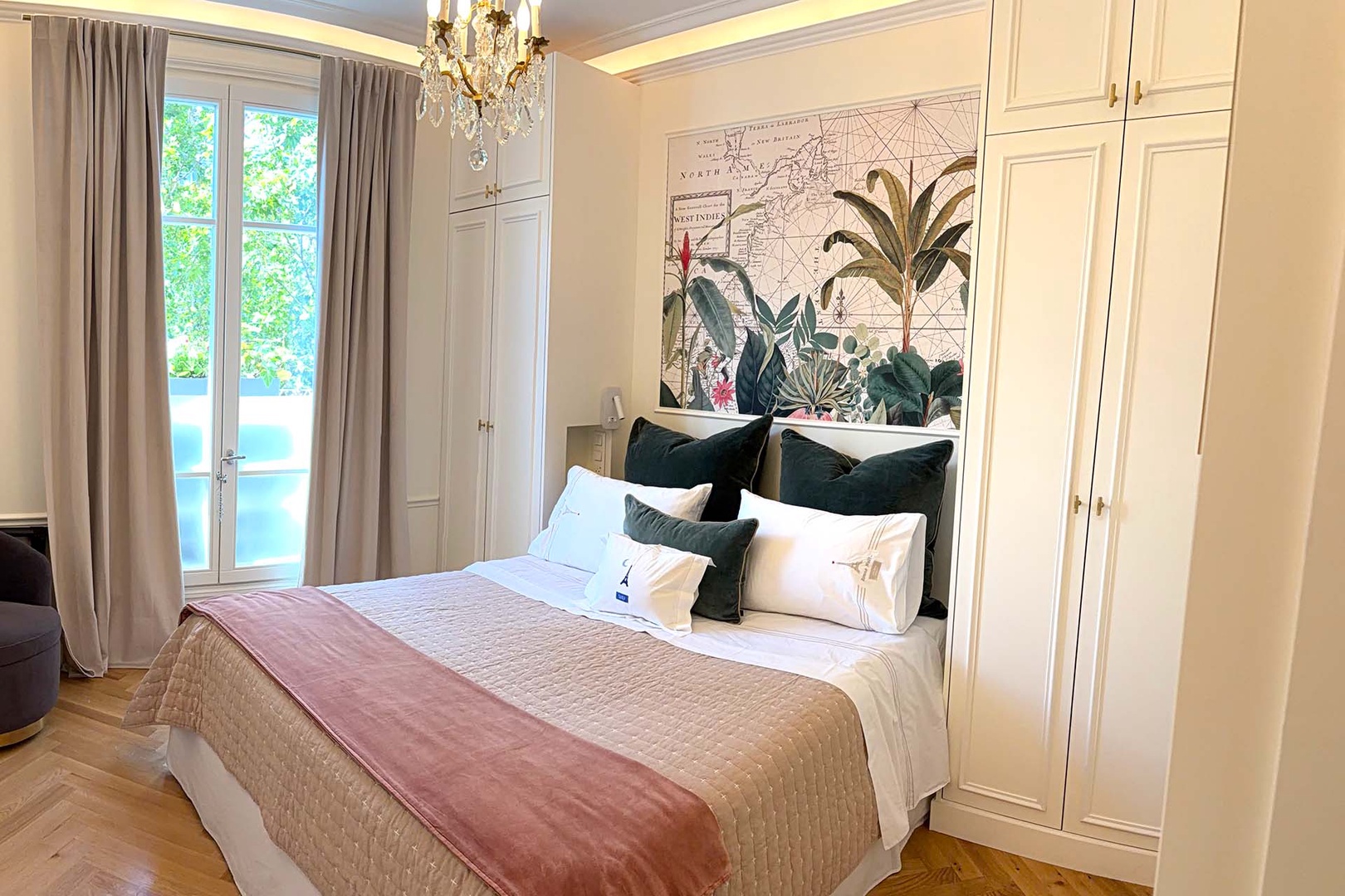 Spacious bedroom 1 has double-glazed French doors.