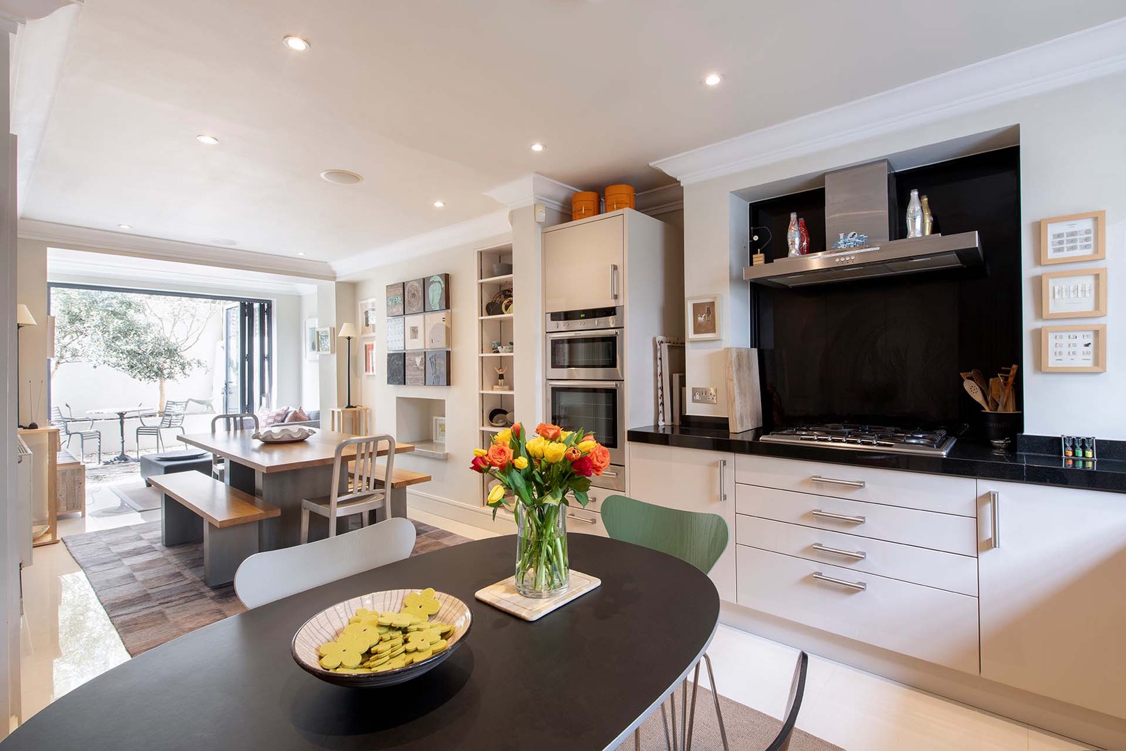 Cook at home in the fully equipped kitchen.