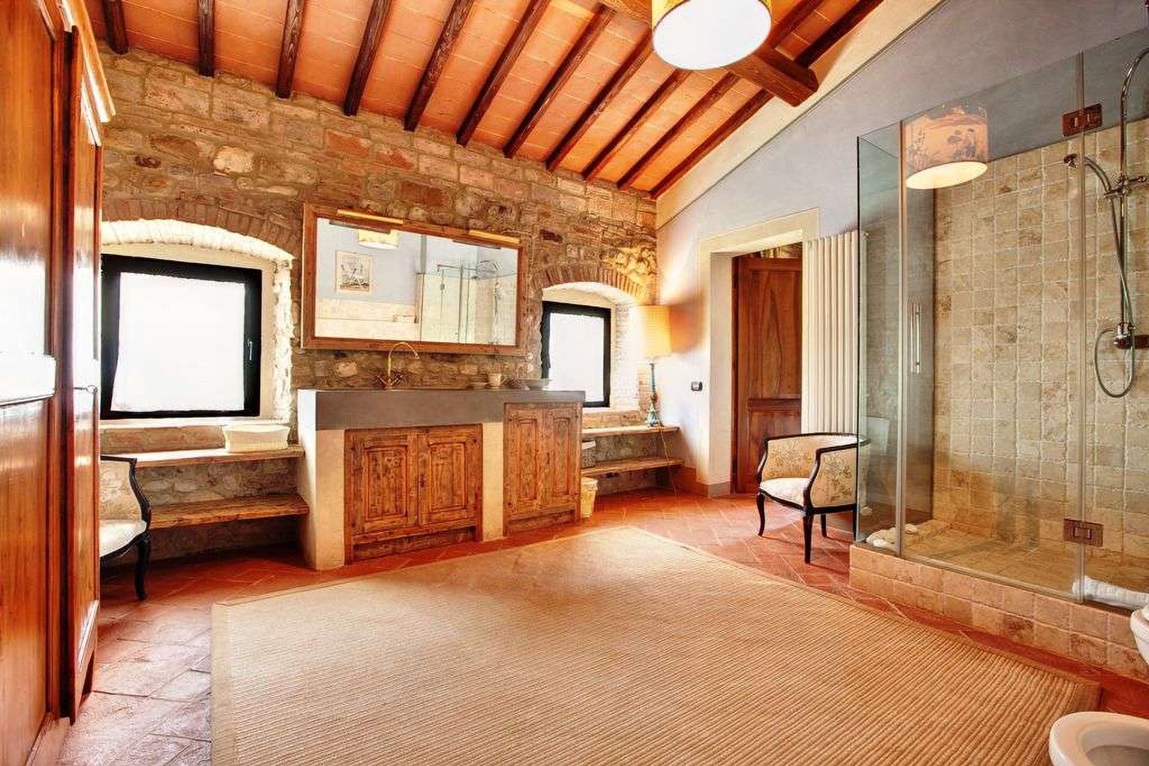 Bright and large bathrooms in the villa.