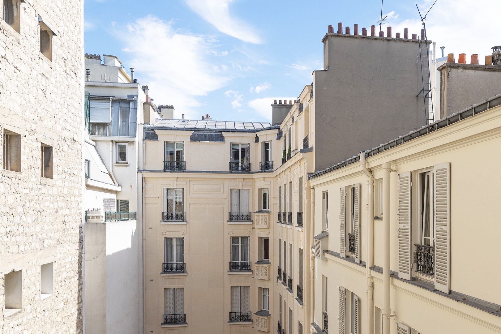 Quiet courtyard views from bedrooms.