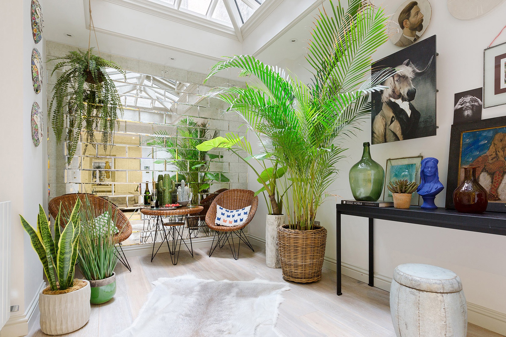 A serene indoor sunroom is the perfect spot to relax.