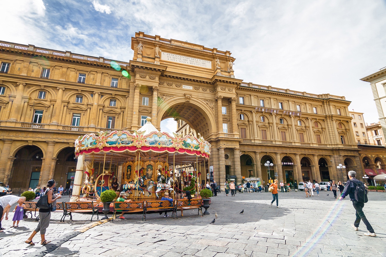 Elegant Piazza Repubblica from the mid-1800s was once the site of the Roman forum and retains the role as a gathering place.