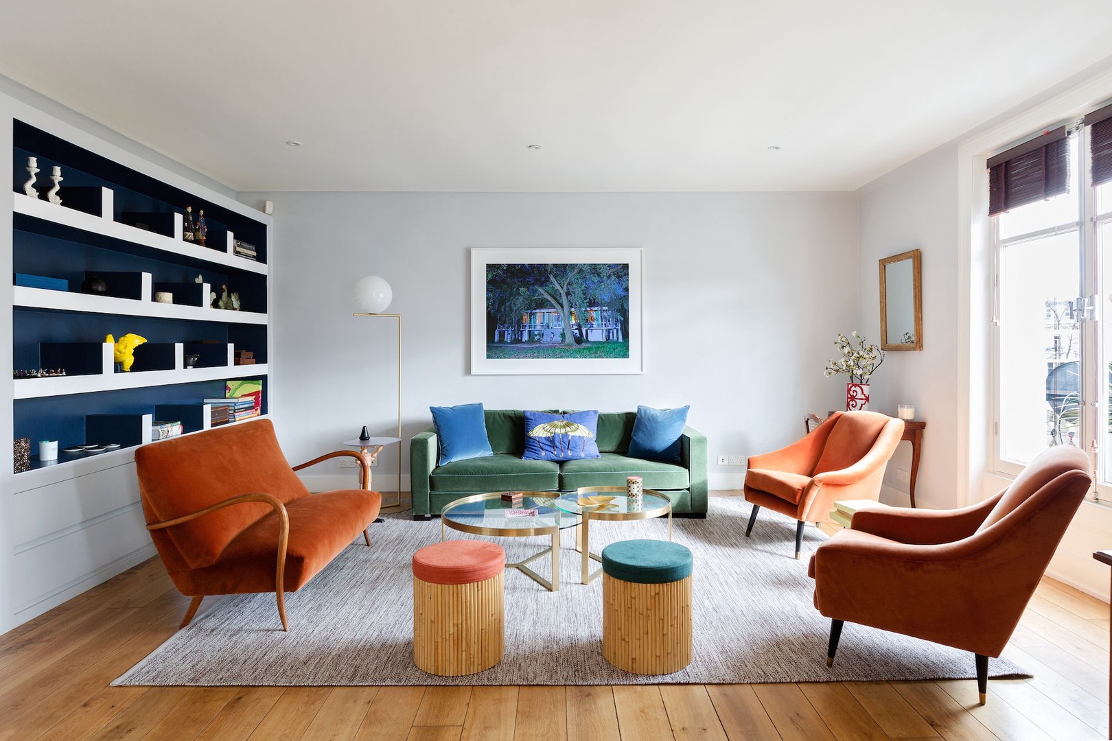 A stunning open-plan living room greets you upon entering