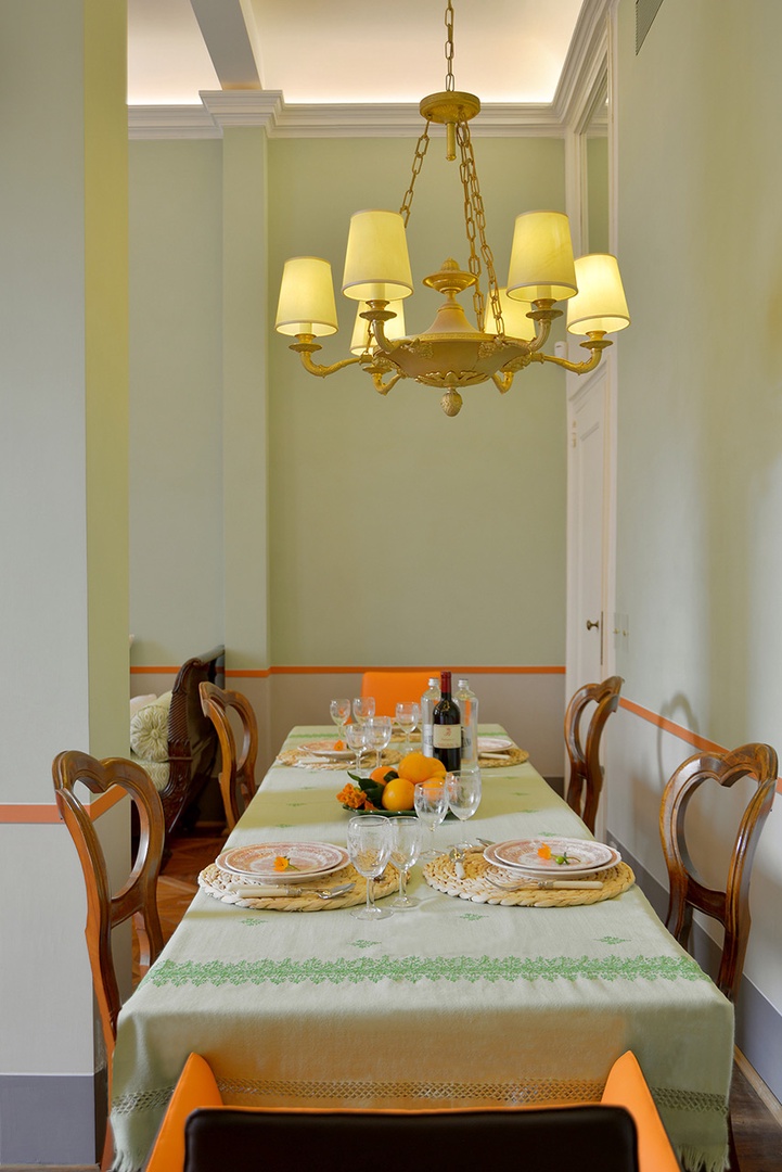 Dining table at the back of living room.