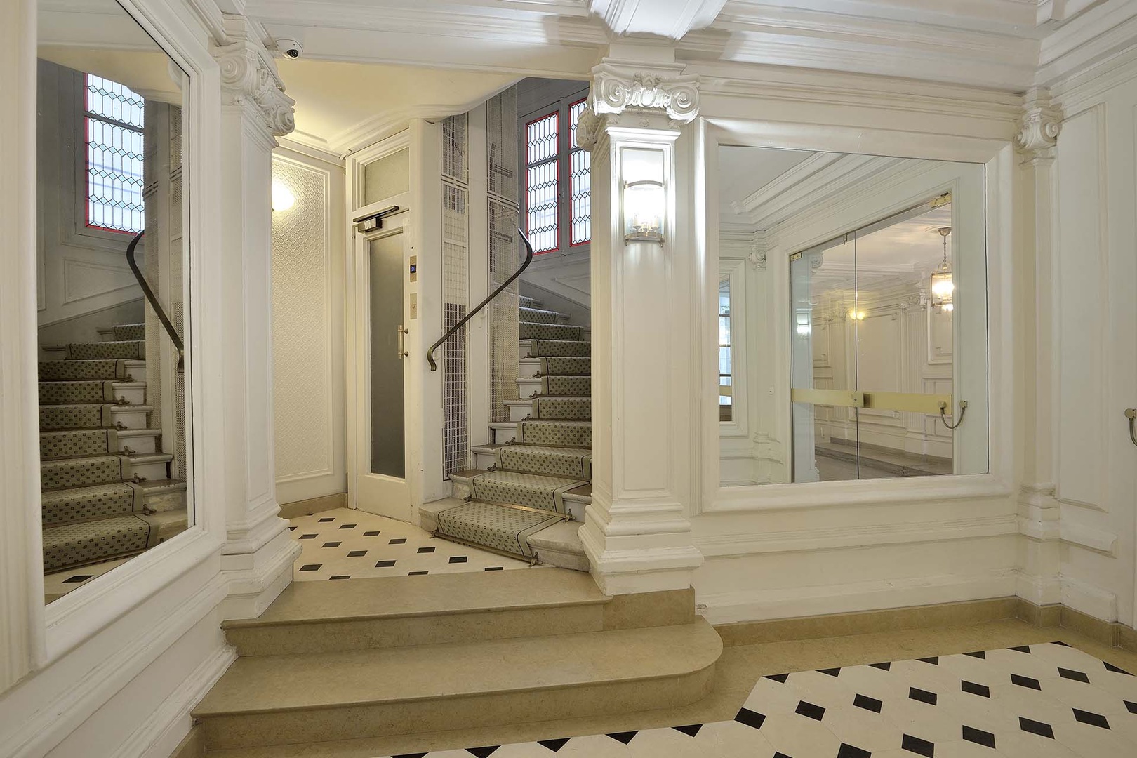 Elegant building with elevator.