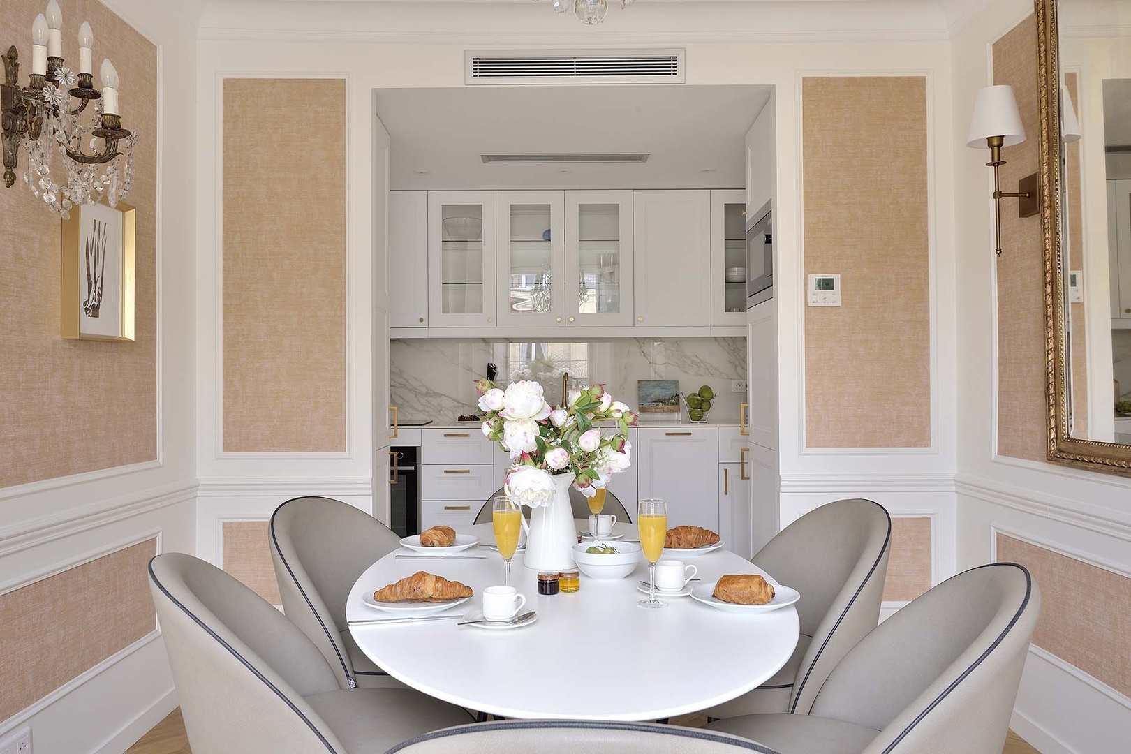 Lovely dining area opens to the kitchen.