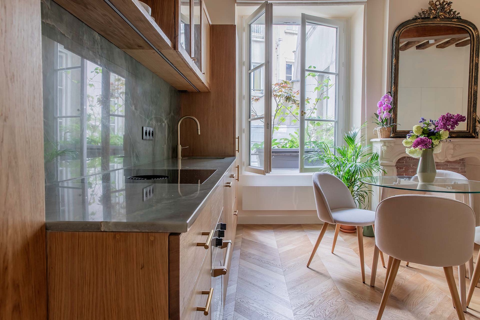 Cooking at home is a delight in this fully-equipped kitchen.