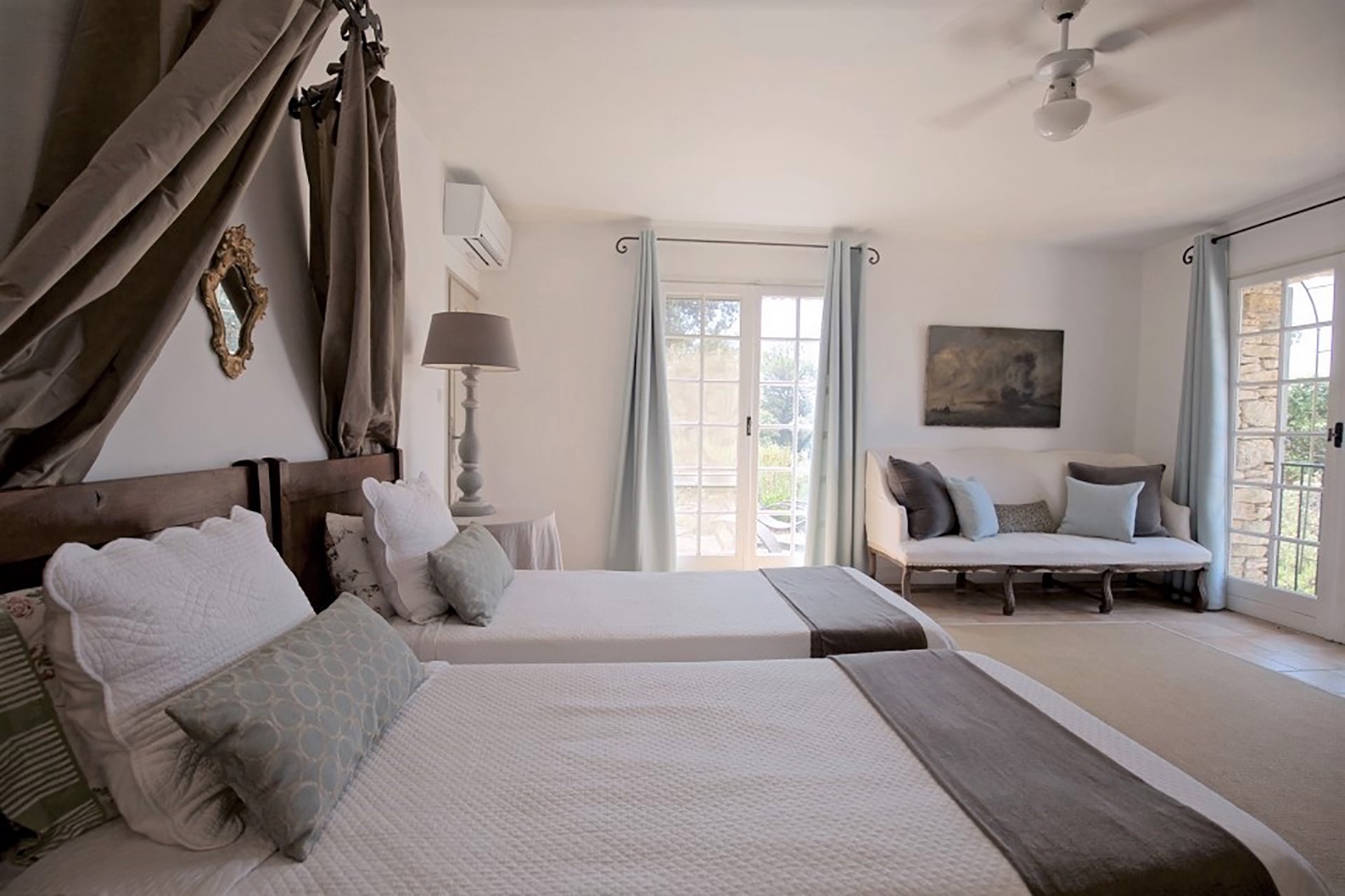 Spacious bedroom 1 with large French doors to garden