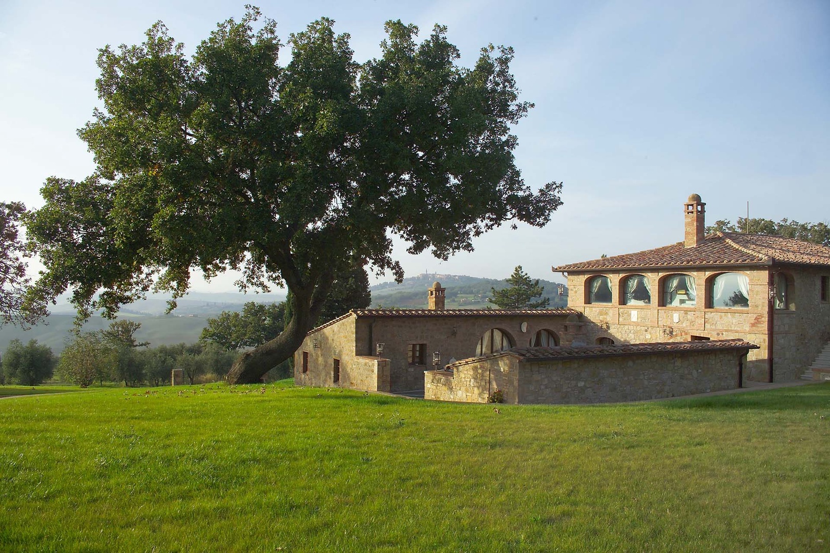 The extensive lawn is mainly grass to preserve the openness of the valley.