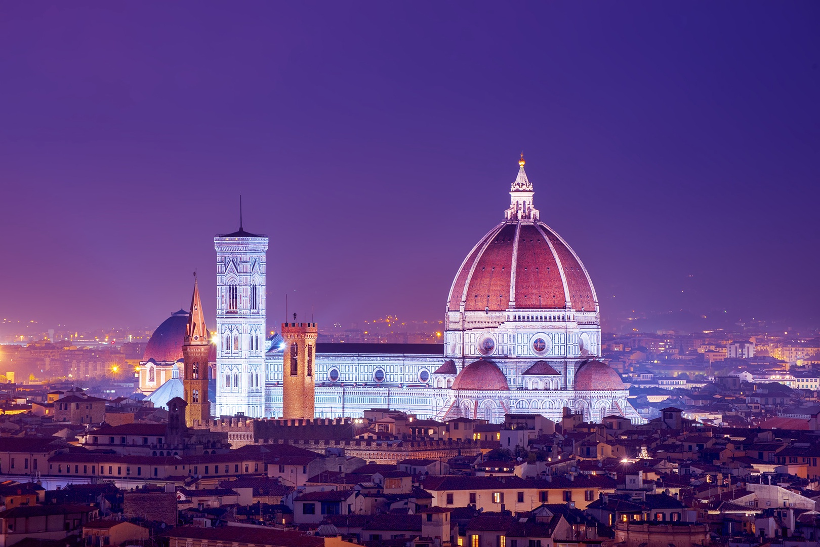 The Duomo, the cathedral Santa Maria del Fiore, glows and welcomes you to the City of Flowers.