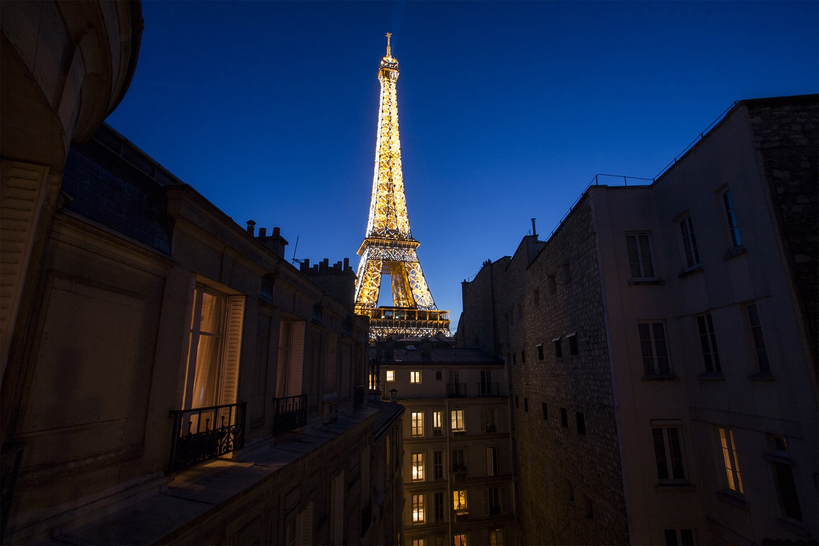 Enjoy the unforgettable view of the Eiffel Tower at night!