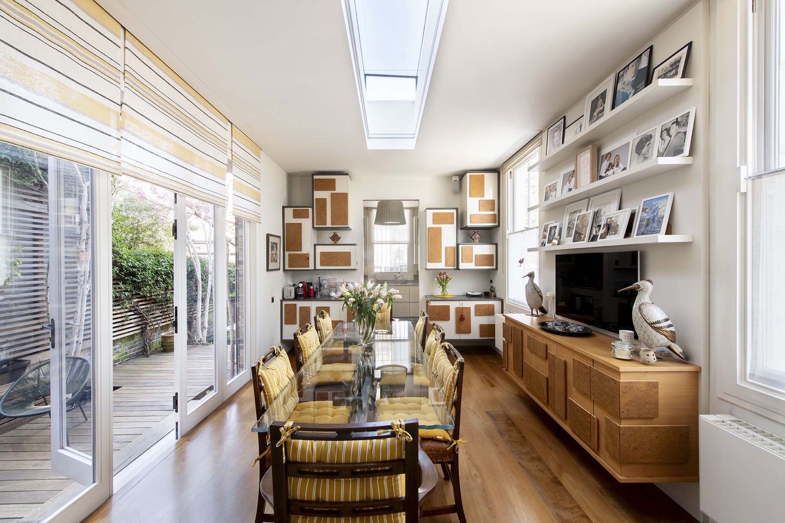 Step out to the patio that runs along the dining room.