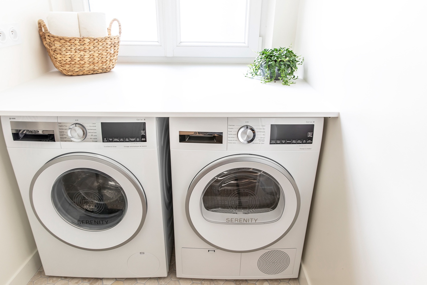 Enjoy the convenience of a separate washer and dryer.