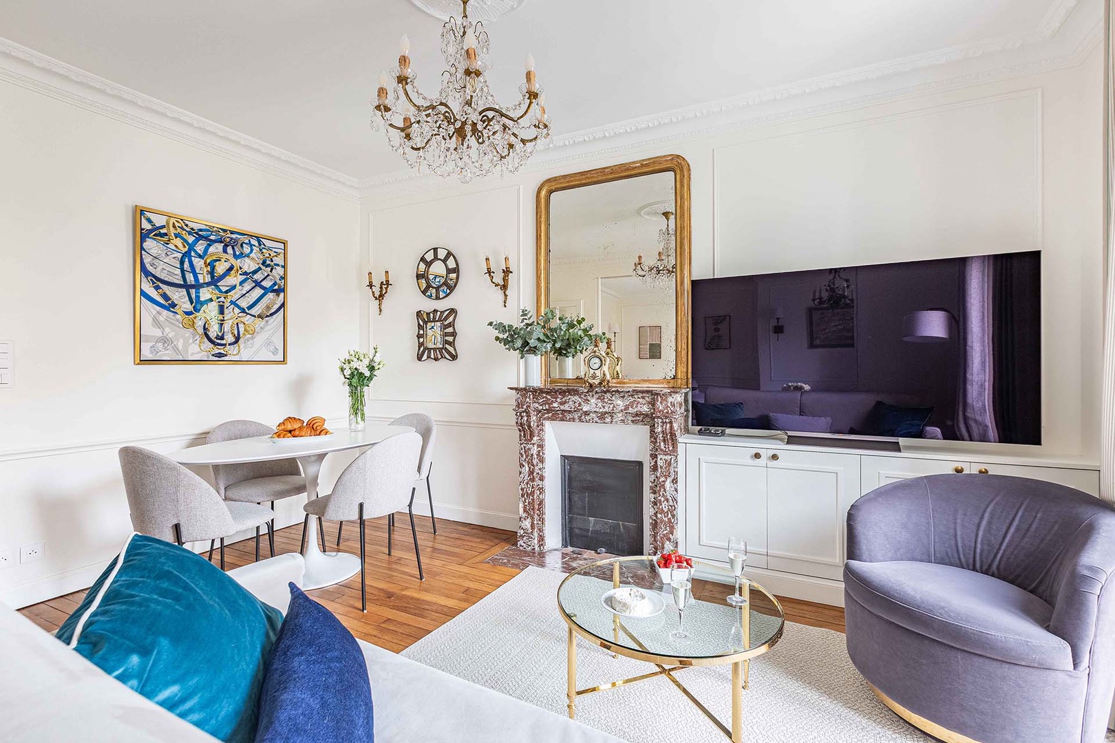 Comfortable dining area for four.