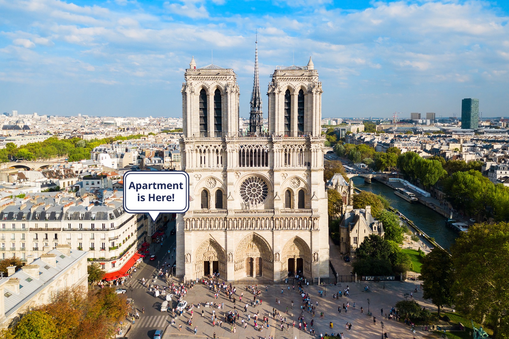 Incredible location by the Notre-Dame Cathedral!