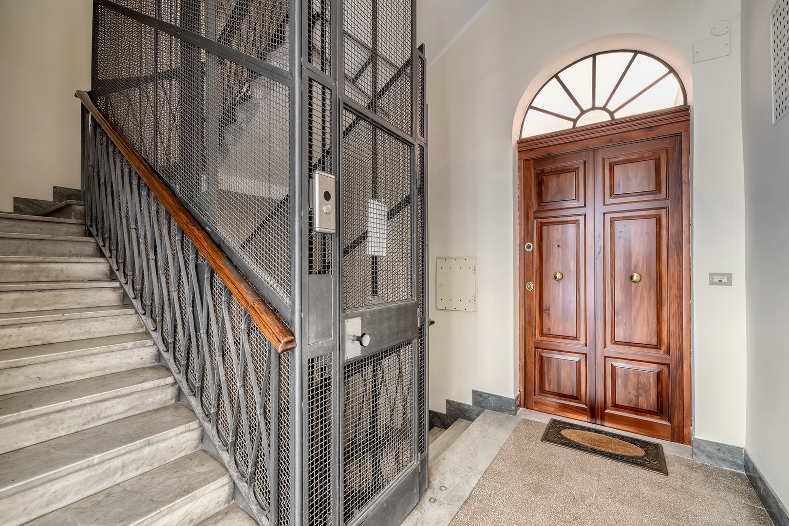 Entrance and elevator to the 5th floor apartment