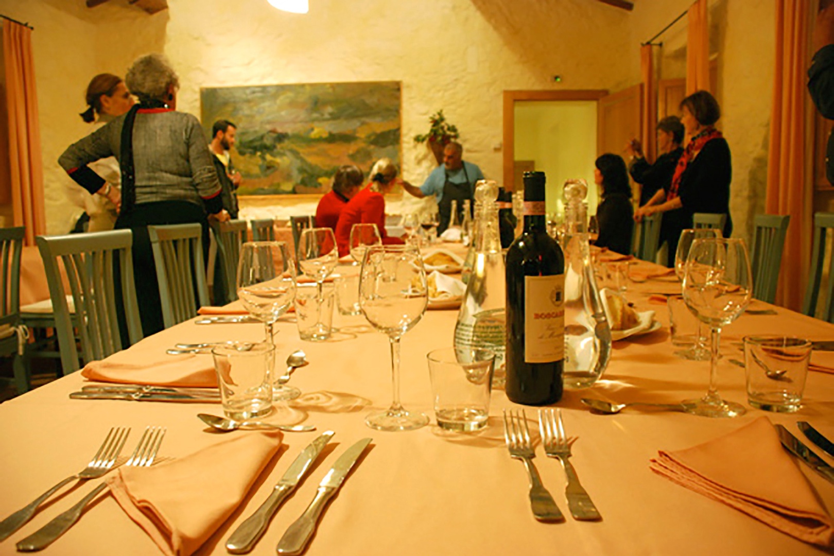 A group dinner is served in the estate dining room situated right off the courtyard.