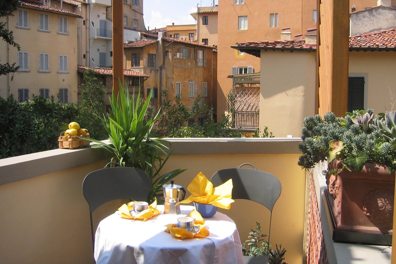 Breakfast for two on the charming terrace.