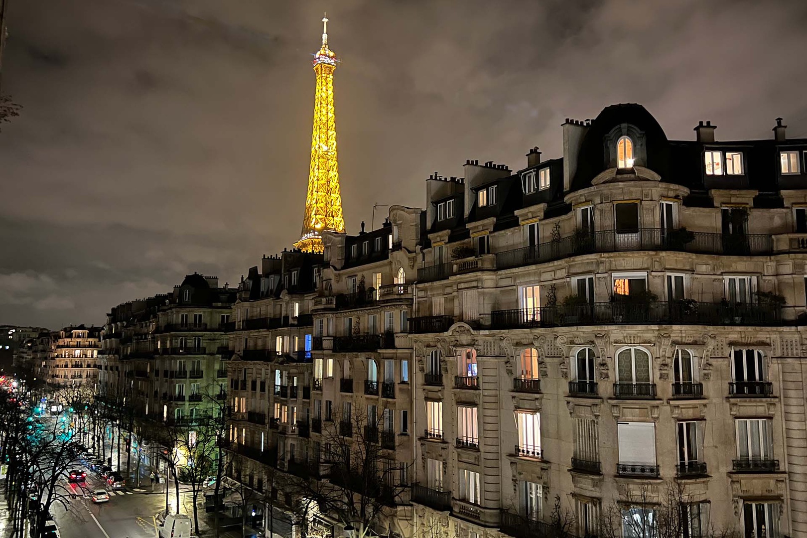 Enjoy the view at night - you're so close to the Eiffel Tower!