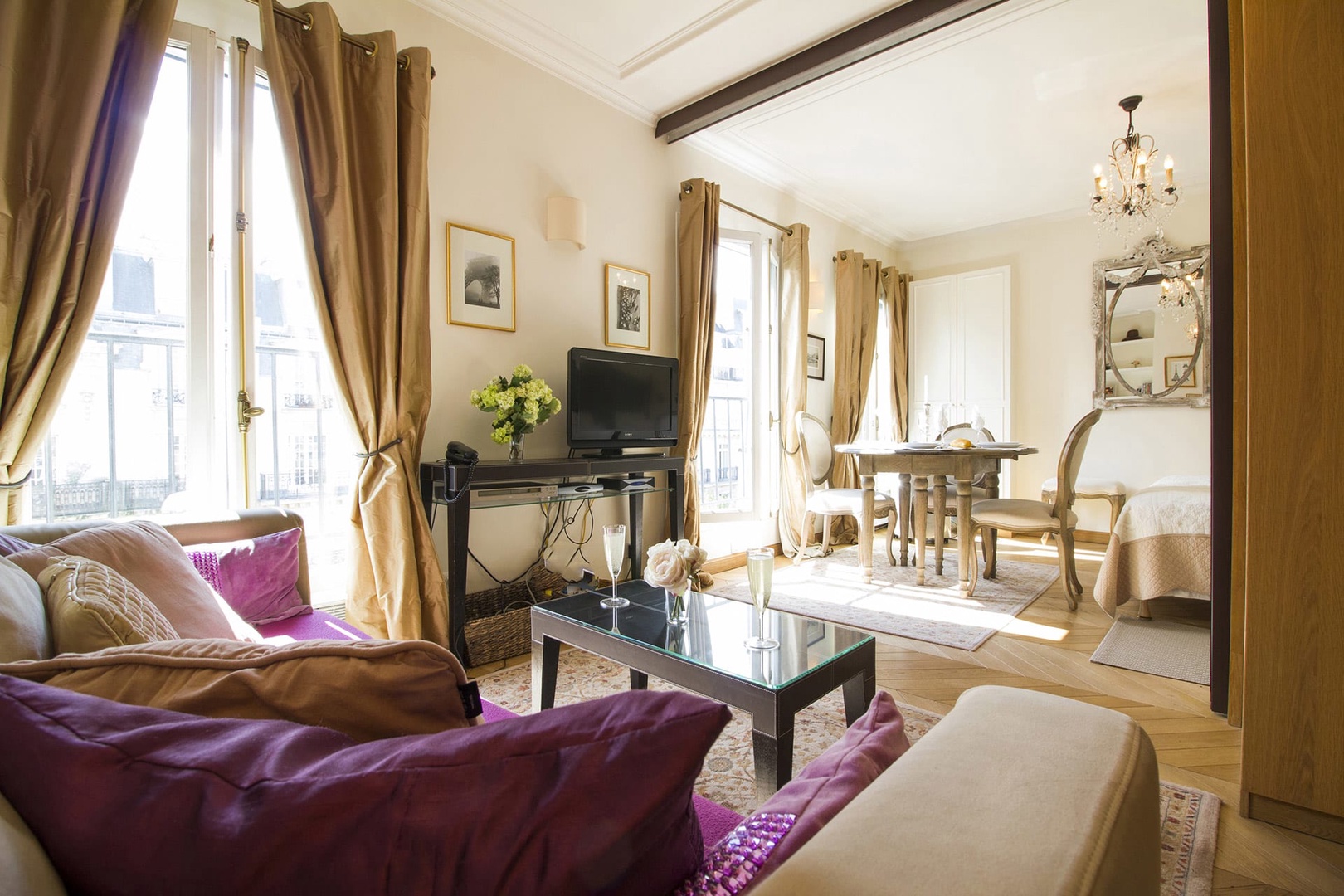 Make yourself at home in the richly appointed living area.
