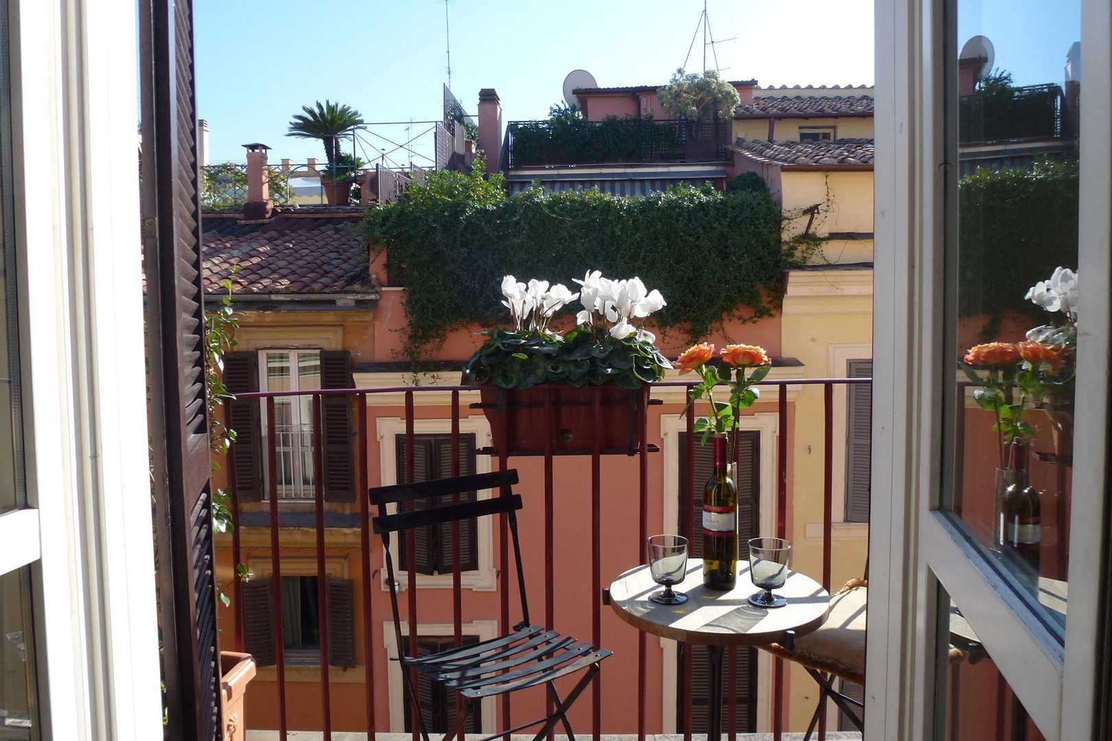 Greet the sun or sunset from your balcony overlooking Roman rooftops.