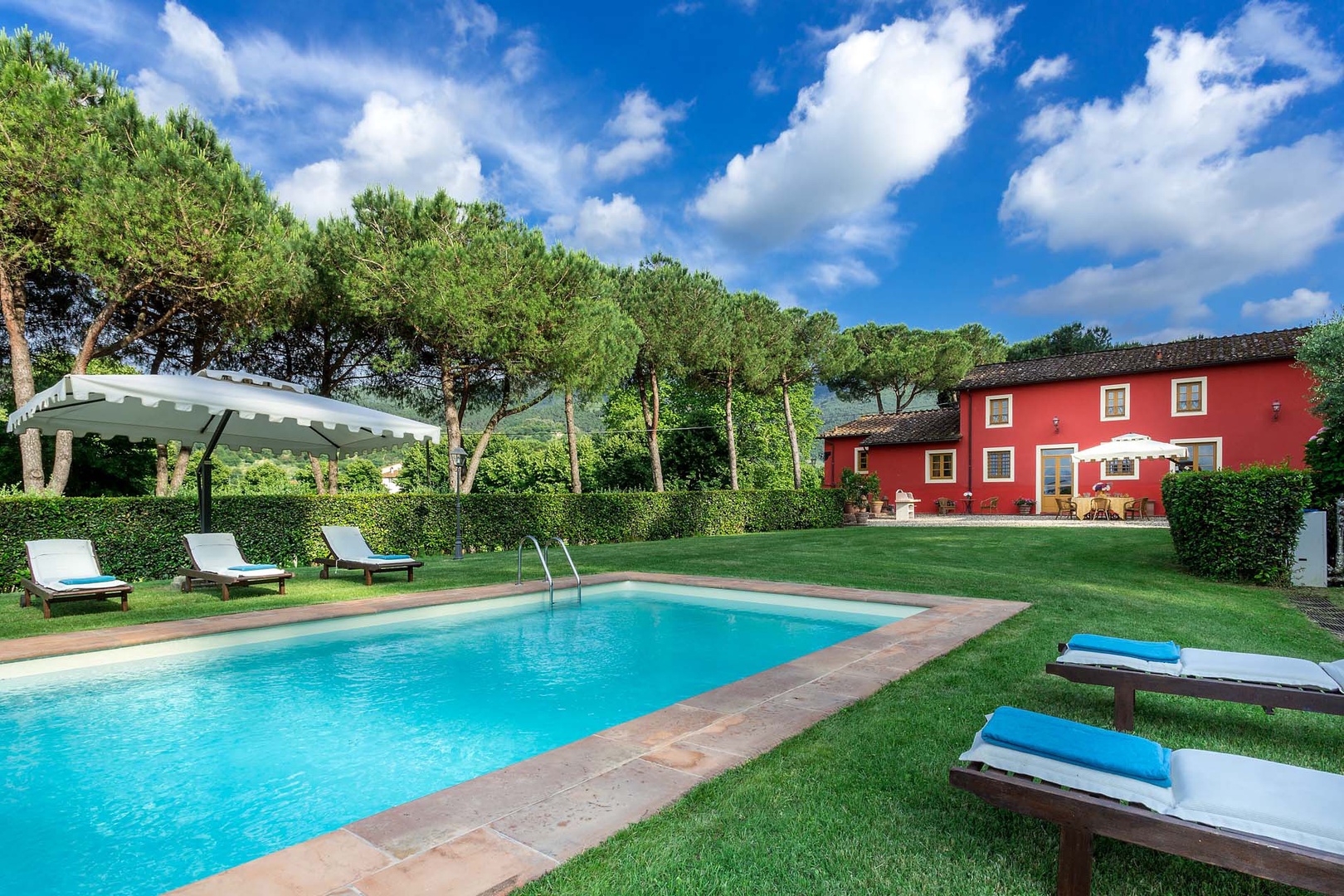 The villa is full of historical allure surrounded by terraced olive groves