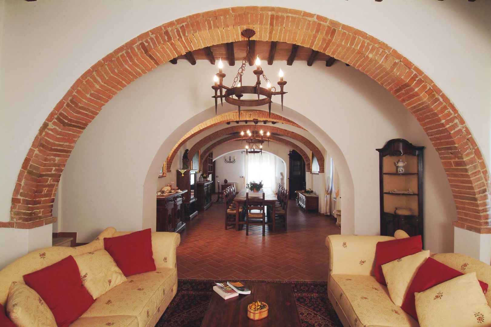 Main living room leads into the dining area in the main house