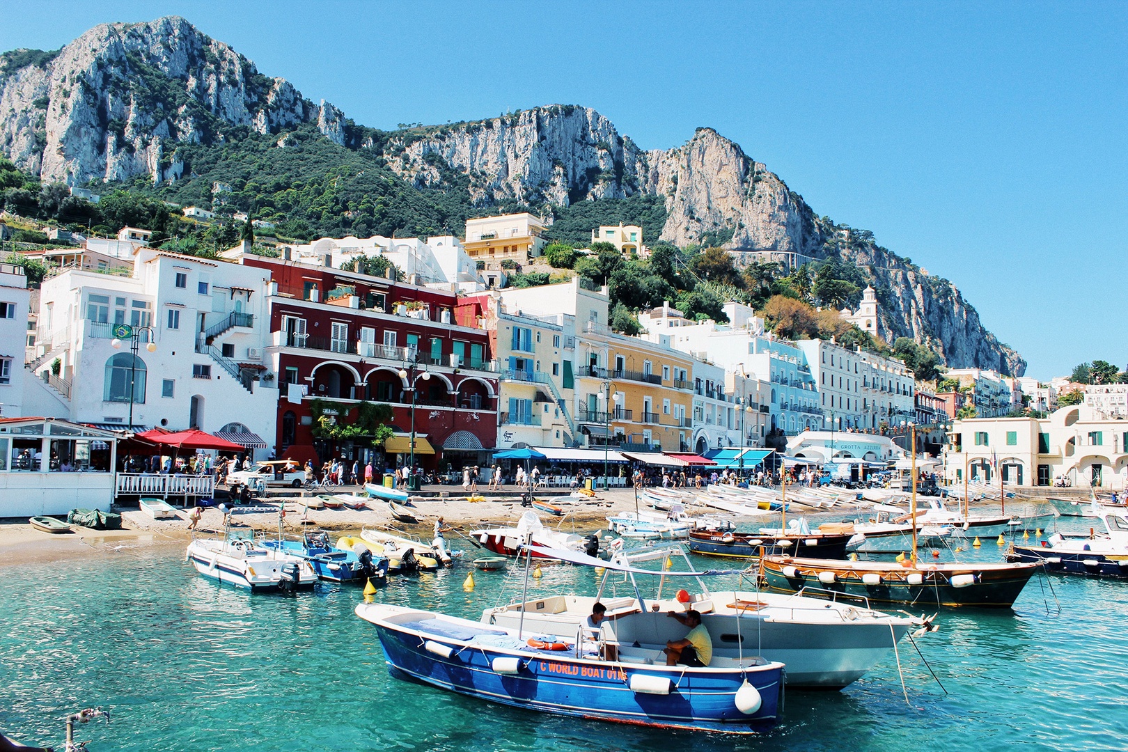 Take a ferry to visit Capri nearby.