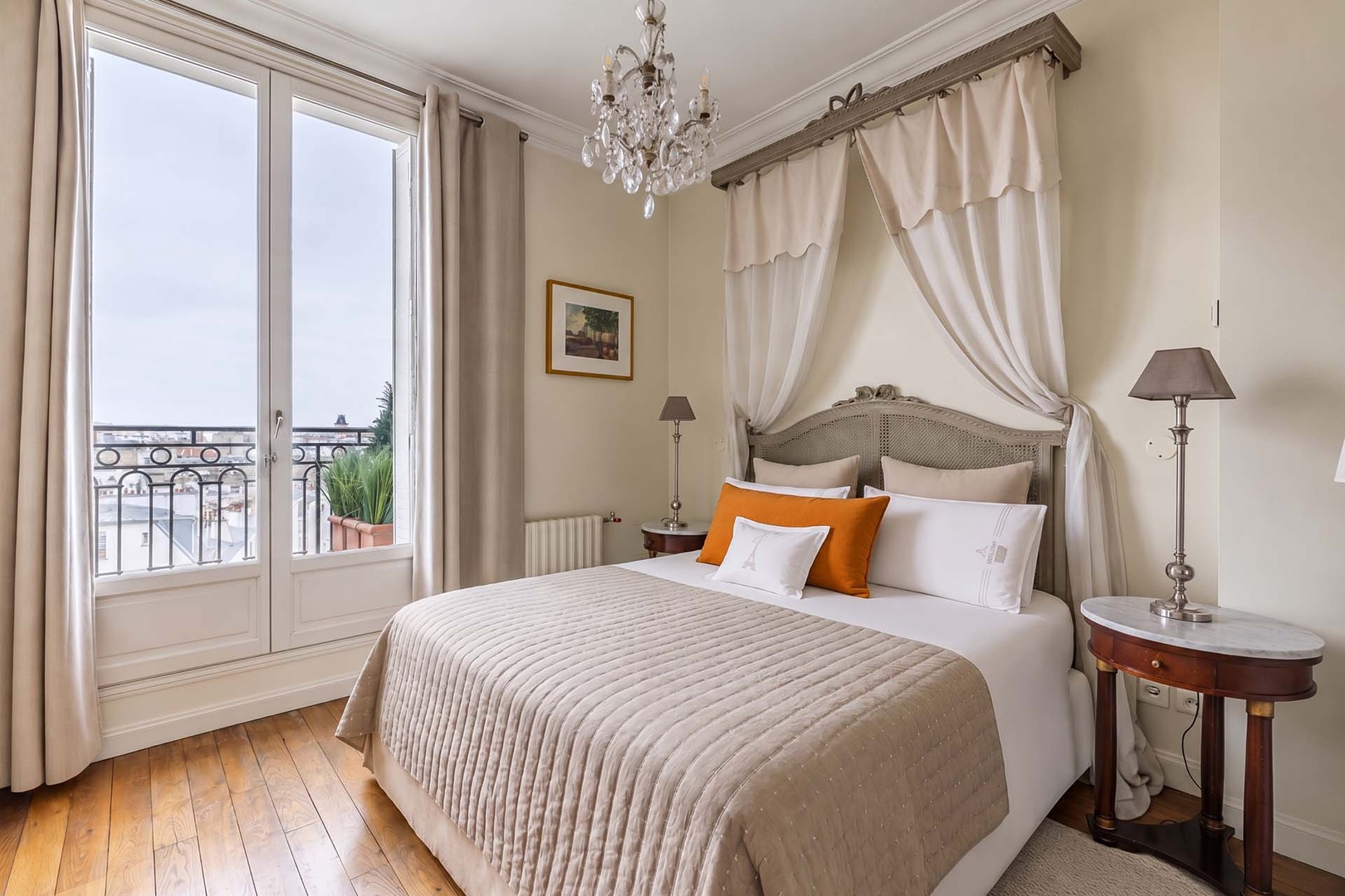 Relax in the romantic bedrooms, decorated with a French flair.