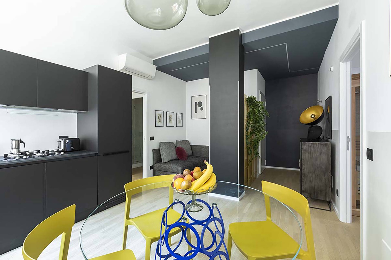 Light fills the open plan kitchen and dining area.