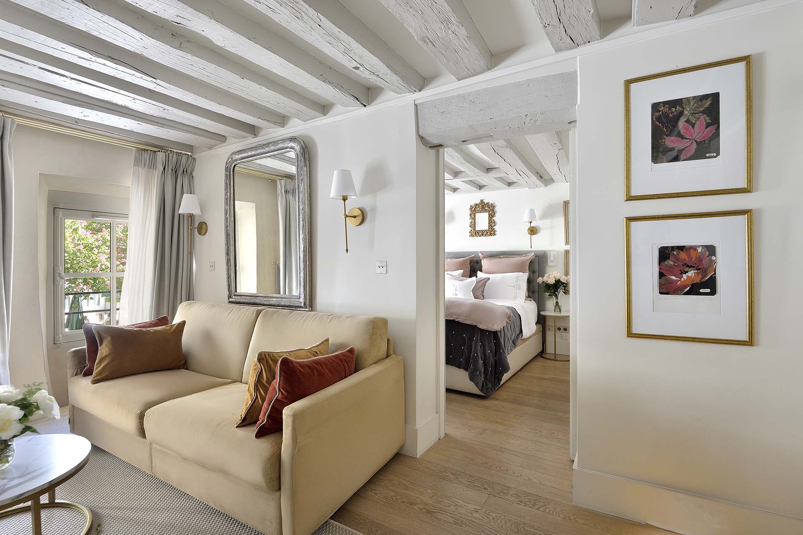 The doorway from the living room leads to bedroom 1.